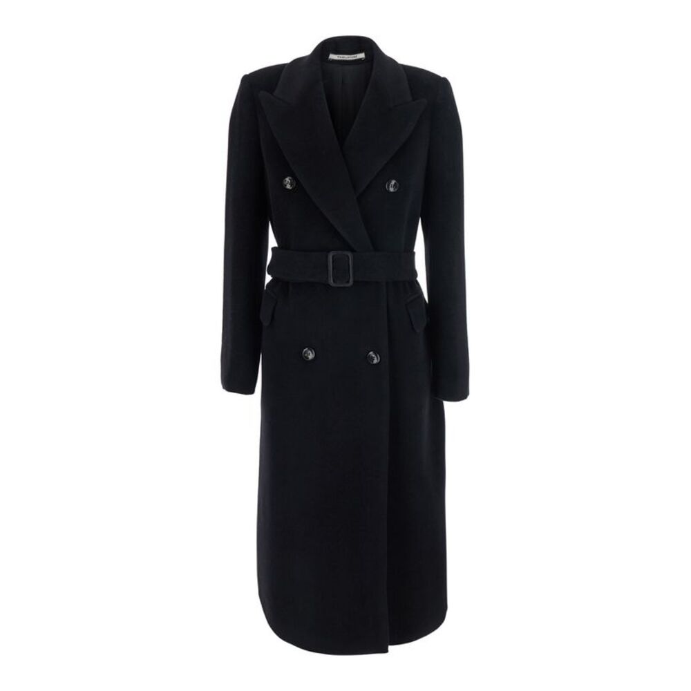 Tagliatore Women Women's Black Fabric Coat With Essential Design